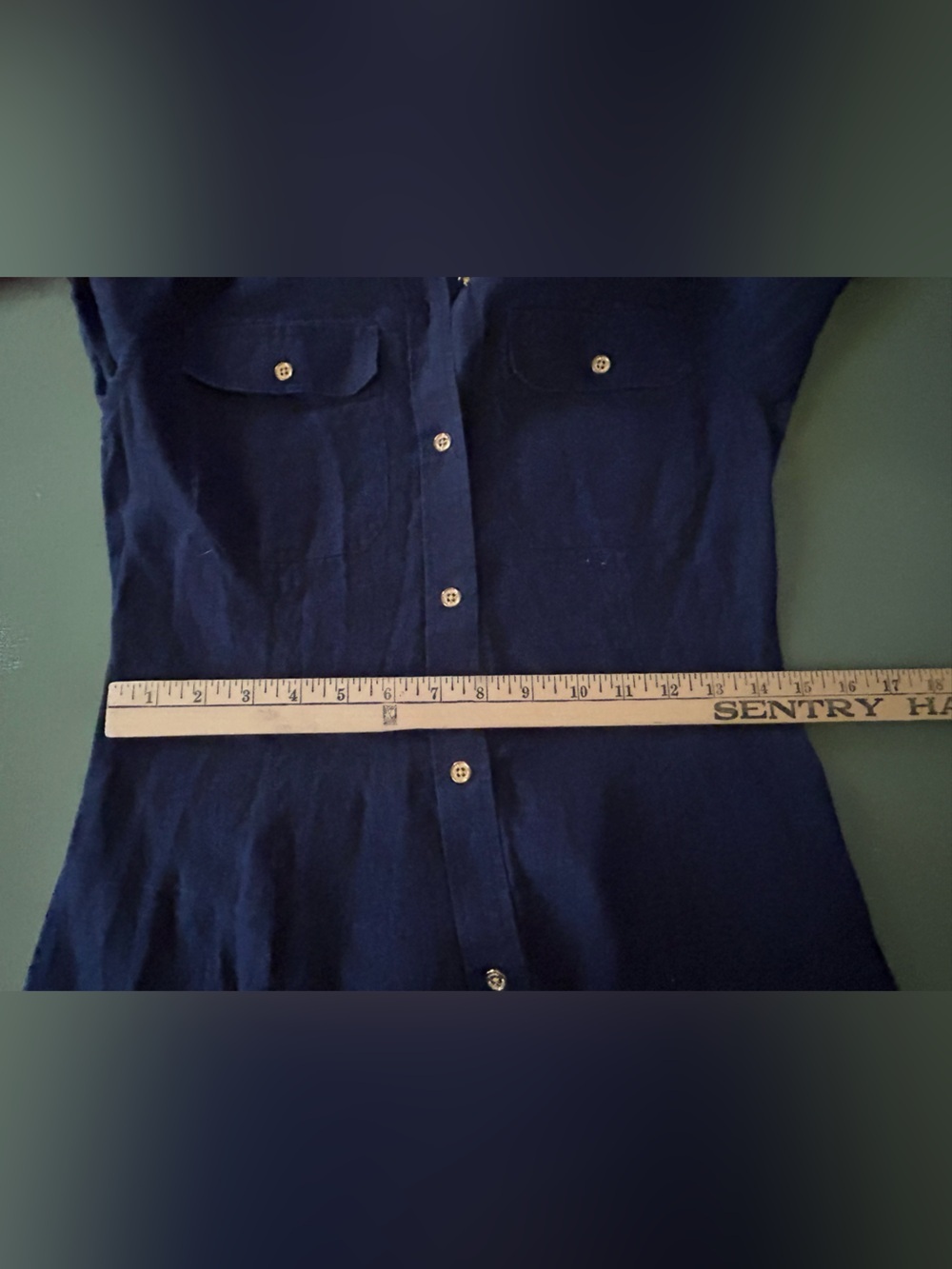 Lauren Ralph Lauren 100% Linen Navy Blue Button Down Shirt Dress Size XS - Picture 9 of 9